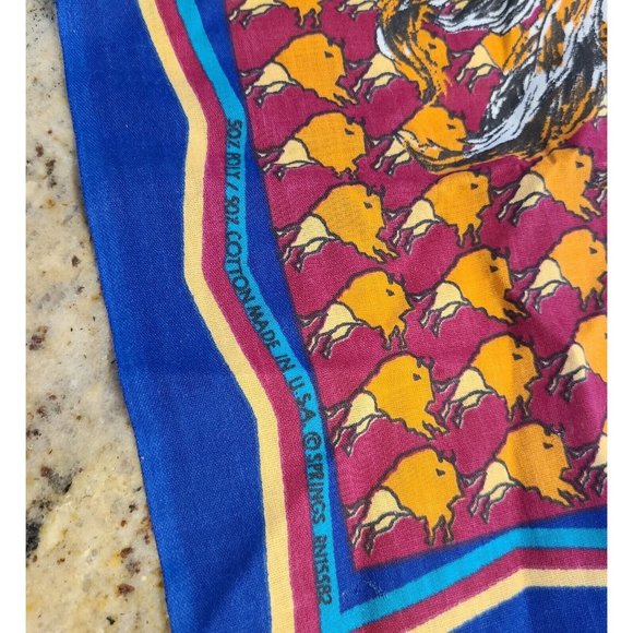 SPRINGS "Buffalo Roam" Western Bandana Native American Dancing Buffalo. Rogers - Picture 3 of 11